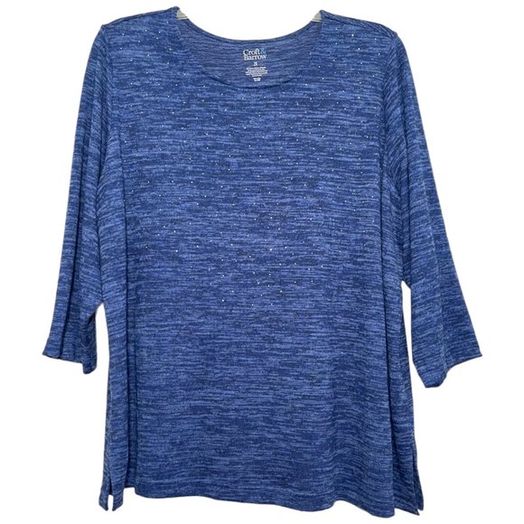 croft & barrow Tops - CROFT & BARROW Blue Soft Sequin Top Shirt Lightweight Sweater-like Plus Size 2X
